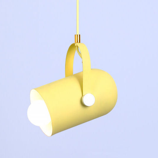 Macaron Metal Cylinder Spotlight 1-Light Adjustable Handle Pendant Light