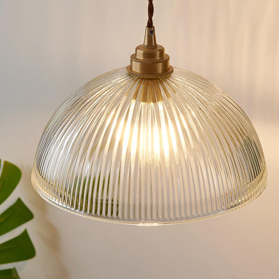 Textured Glass 1-Light Single Dome Pendant Light