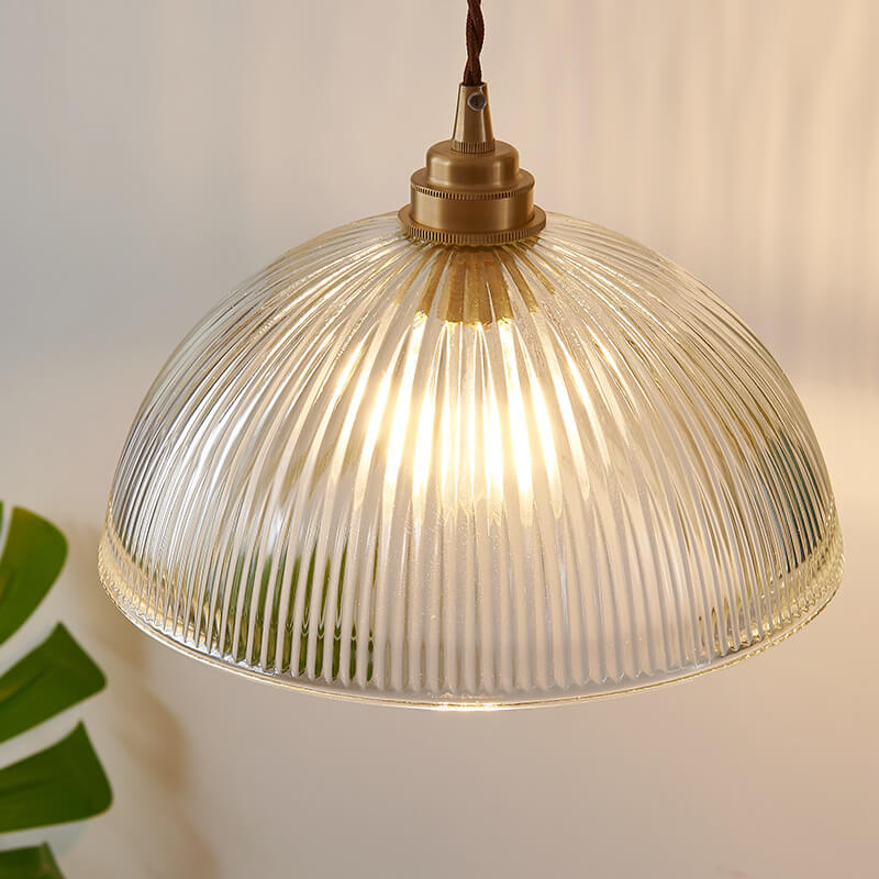 Texturiertes Glas 1-Licht Einzelne Kuppel Pendelleuchte 