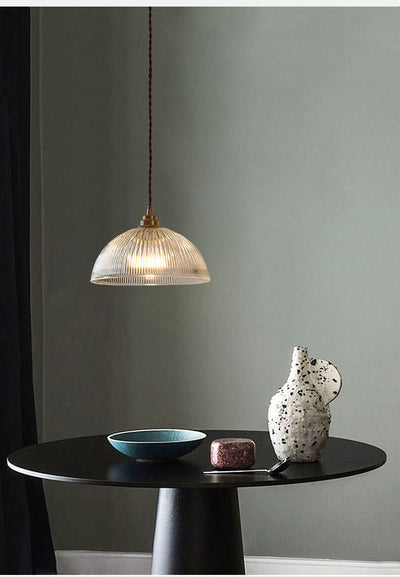 Textured Glass 1-Light Single Dome Pendant Light