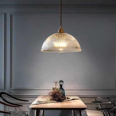 Textured Glass 1-Light Single Dome Pendant Light