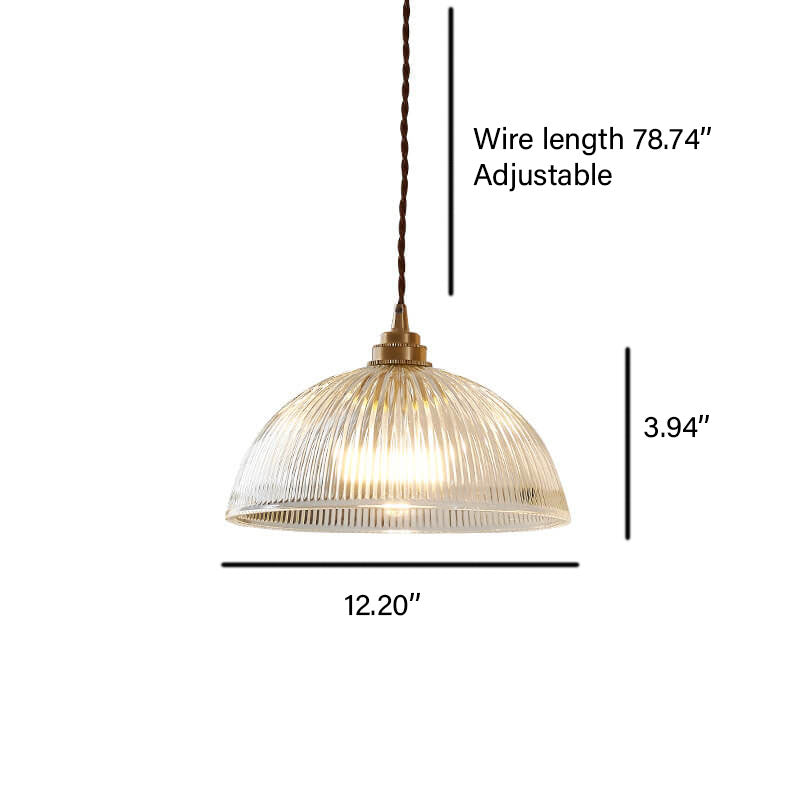 1-Licht-Einzelkuppel-Pendelleuchte aus strukturiertem Glas 