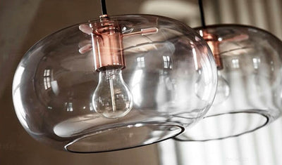 Nordic Color Glass Oval Dome 1-Light Pendant Light