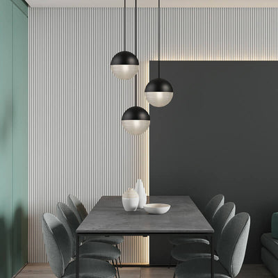 Modern Spherical Prismatic Glass Metal 1 Light Pendant Light