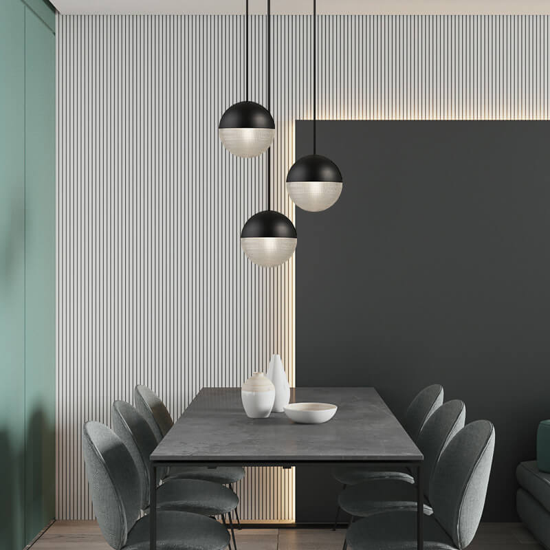 Modern Spherical Prismatic Glass Metal 1 Light Pendant Light