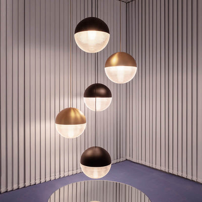 Modern Spherical Prismatic Glass Metal 1 Light Pendant Light