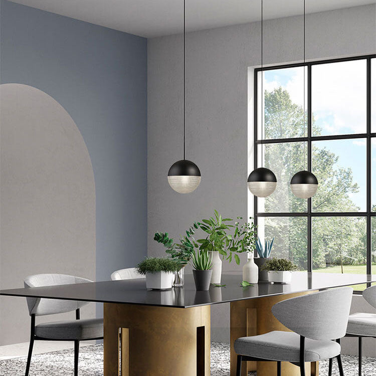 Modern Spherical Prismatic Glass Metal 1 Light Pendant Light