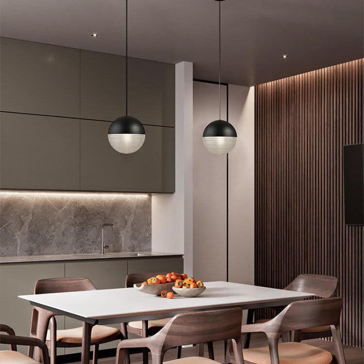 Modern Spherical Prismatic Glass Metal 1 Light Pendant Light