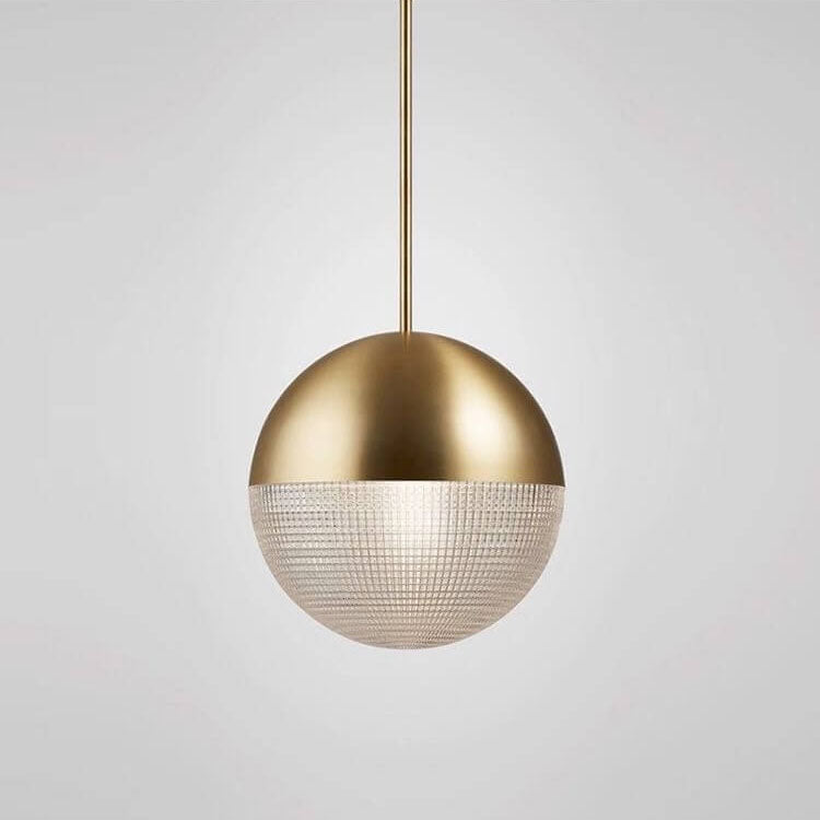 Modern Spherical Prismatic Glass Metal 1 Light Pendant Light