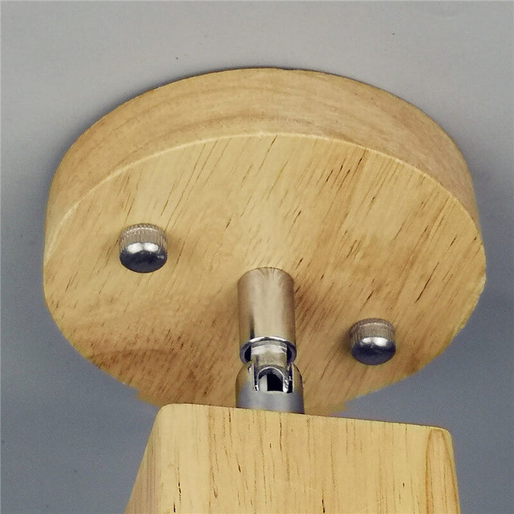 Modern Minimalist Ash Wood Iron Square 1/3-Light Flush Mount Ceiling Light For Living Room