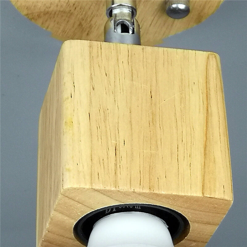 Modern Minimalist Ash Wood Iron Square 1/3-Light Flush Mount Ceiling Light For Living Room