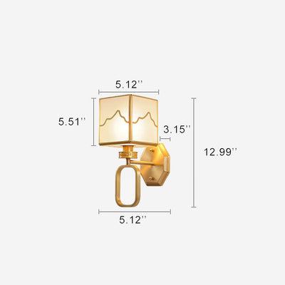 Modern Cube 1-Light Chinese Elements Armed Sconce Lamp