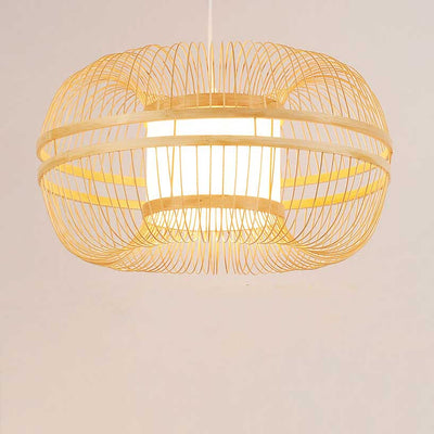 Japanese Element Bamboo Drum 1-Light Pendant Light