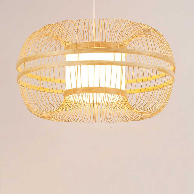 Japanese Element Bamboo Drum 1-Light Pendant Light