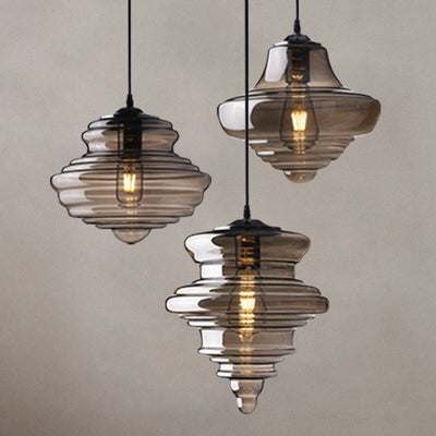 Modern Glass Spool 1-Light Pendant Light