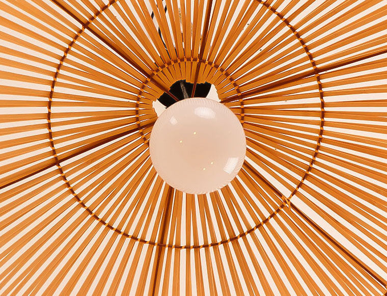 Modern Rattan 1-Light Dome Pendant Light