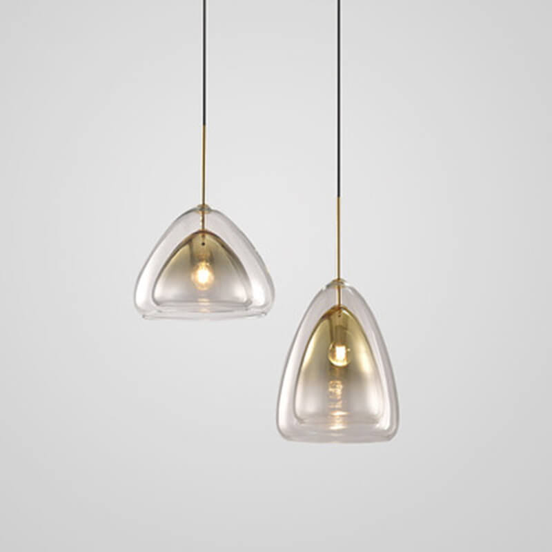 Moderne minimalistische 1-flammige Pendelleuchte aus Glas in Dreiecksform 