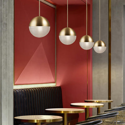 Modern Spherical Prismatic Glass Metal 1 Light Pendant Light