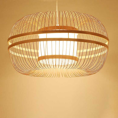 Japanese Element Bamboo Drum 1-Light Pendant Light