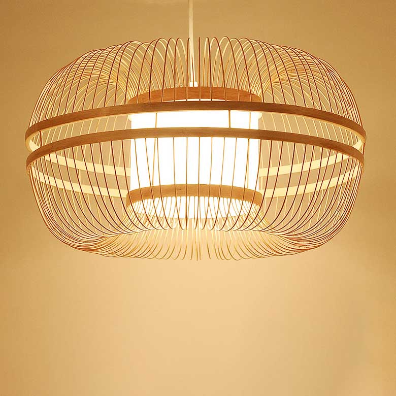 Japanese Element Bamboo Drum 1-Light Pendant Light