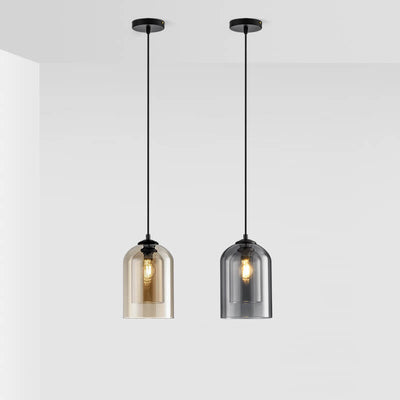 Modern Glass 1-Light Bell Shaped Pendant Light