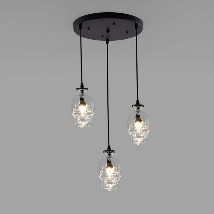 Skull Glass 3-Light Chandeliers
