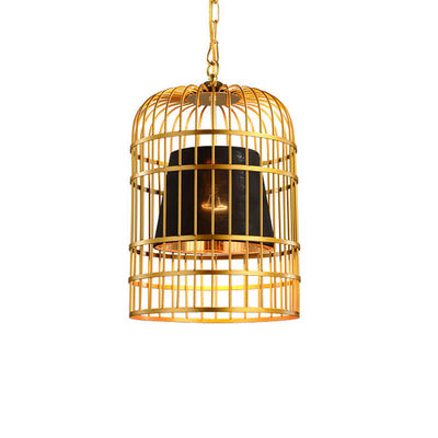 Golden Birdcage Metal 1-Light Cone Shade Pendant Light