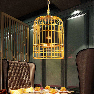 Golden Birdcage Metal 1-Light Cone Shade Pendant Light