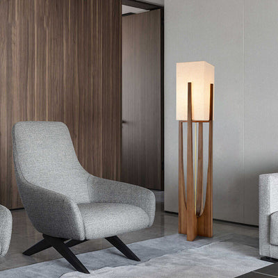 Modern Fabric Solid Wood 1-Light Standing Floor Lamps