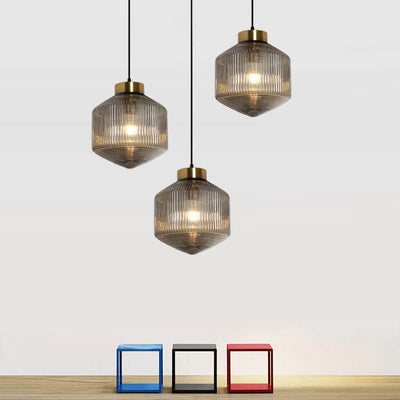 Nordic Textured Glass 1-Light Drum LED Pendant Light