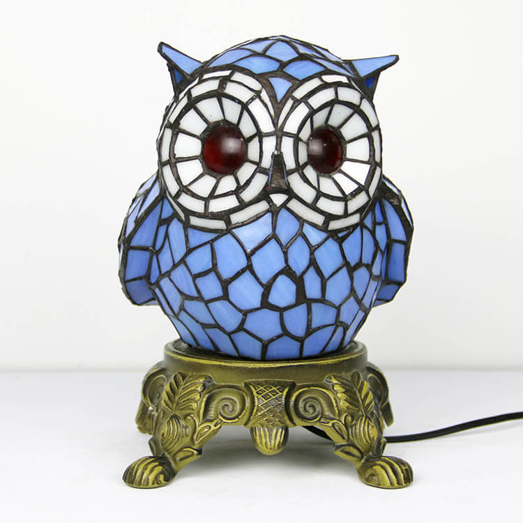Tiffany Creative Owl Buntglas-Tischlampe mit 1 Leuchte 