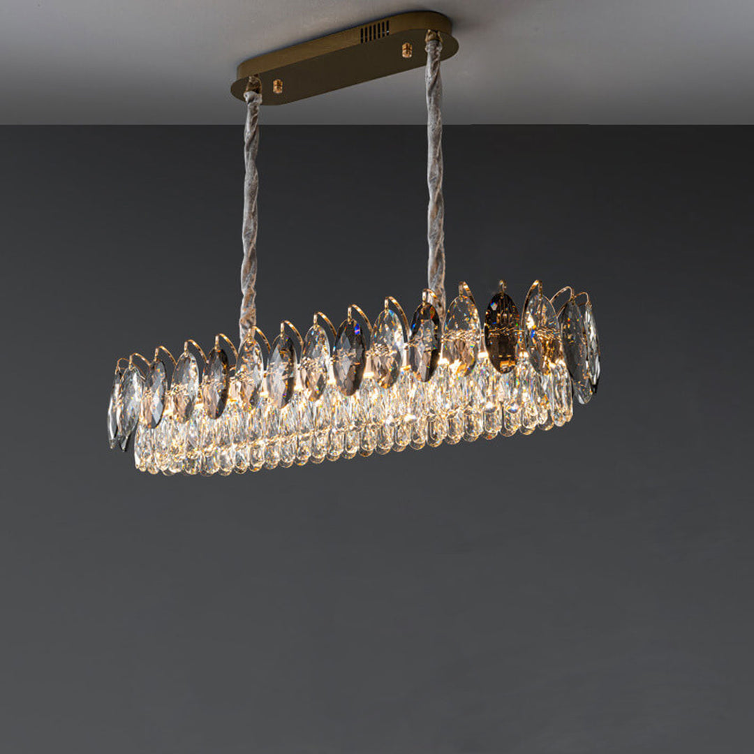 Lustre LED rond en cristal de luxe léger européen 