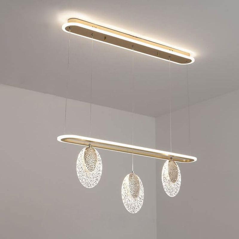 Nordic Light Luxuriöser schmiedeeiserner LED-Insellicht-Kronleuchter mit 3/4 Lichtern