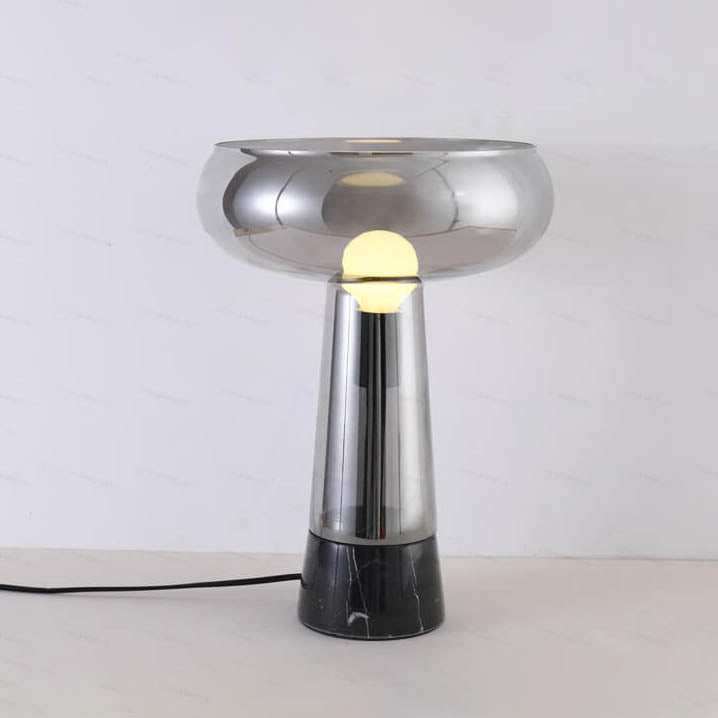 Lampe de table à 1 lumière avec colonne en verre créatif et base en marbre 