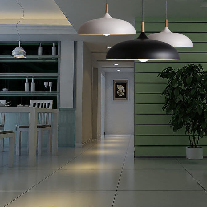 Lámpara colgante de cúpula redonda nórdica contemporánea de hierro de 1 luz para sala de estar 