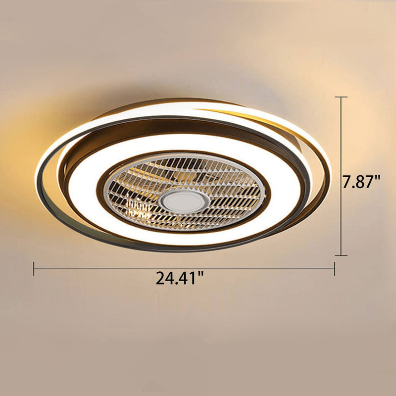 Nordic Simple Crystal Round Frame Design LED Flush Mount Ceiling Fan Light