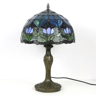 Lámpara de mesa de vidrio teñido Tiffany decorativa europea de 1 luz 