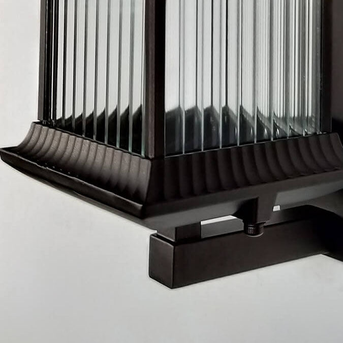 Aplique de pared exterior impermeable moderno y minimalista de aluminio y vidrio cuadrado de 1 luz para jardín 