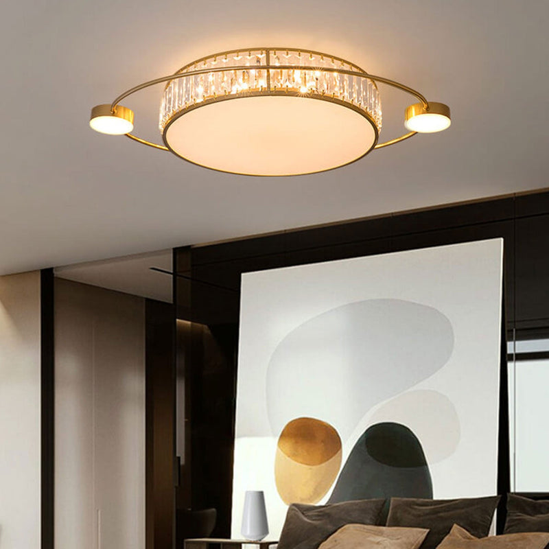 Nordic Luxury Crystal Round Ring Satellite LED Flush Mount Ceiling Light