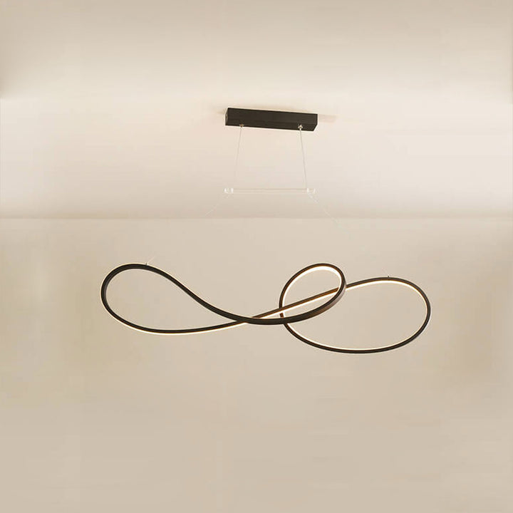 Lámpara de Araña Moderna de Lujo Ligero con Anillo Curvo LED para Isla 