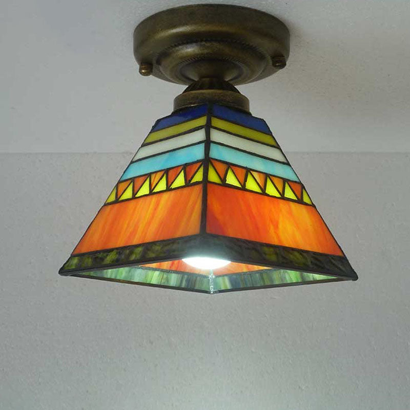 Luz de Montaje Semiempotrado Vintage Europea Tiffany de 1 Luz 
