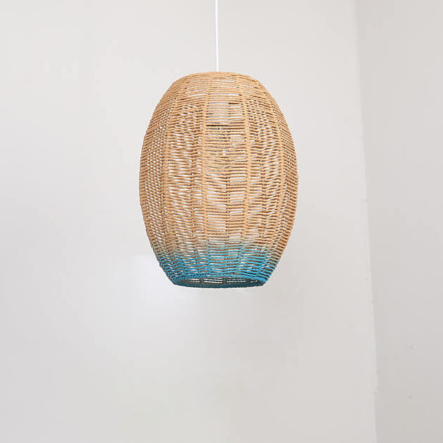 Modern Chinese Hemp Rope Round Geometry 1-Light Pendant Light