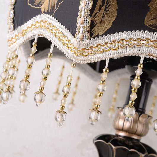 Lampe de table à 1 lumière en résine à pampilles en tissu de luxe européen 