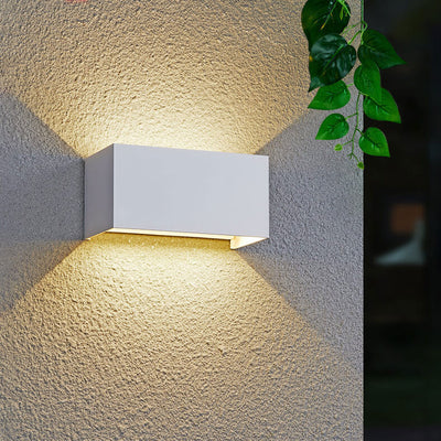 Modern Outdoor Waterproof Rectangular LED Up and Down Illuminated Outdoor Wall Sconce Lamp