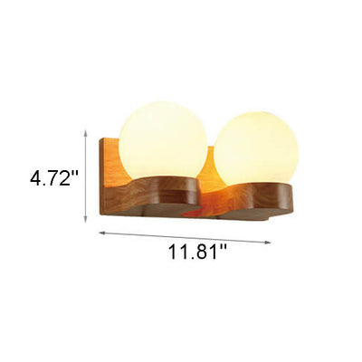 Modern Japanese Glass Shade Spherical 1-Light Wall Sconce Lamp