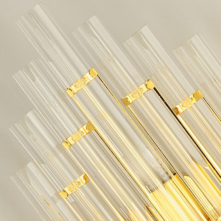 Modern Luxury Crystal Hardware Geometric Column Rechargeable 2-Light Wall Sconce Lamp For Living Room &amp; Bedroom