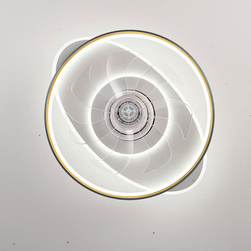Nordische drehbare runde Acryl-LED-Unterputz-Deckenventilatorleuchte 
