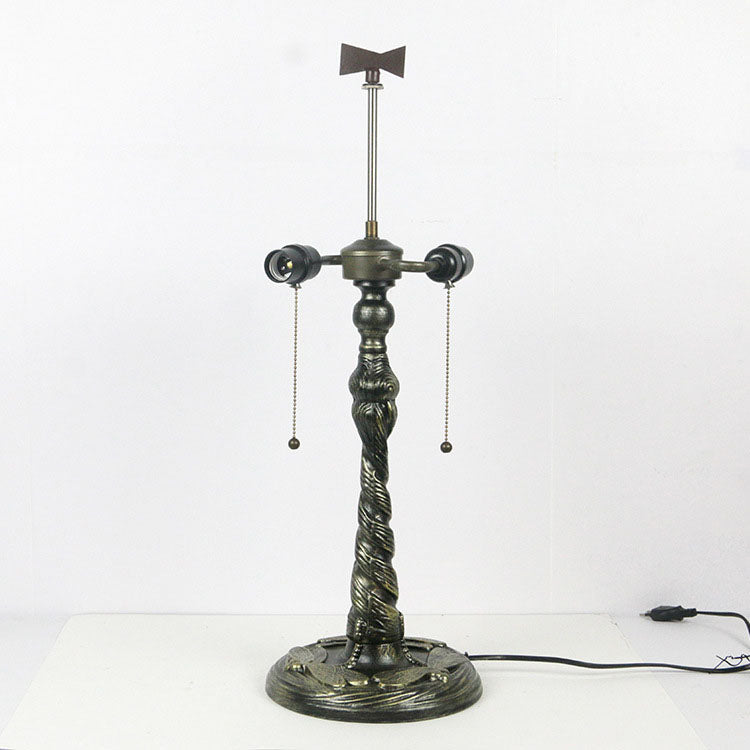 Lampe de table traditionnelle à 2 lumières en forme de dôme en verre teinté libellule Tiffany Rose pour étude 