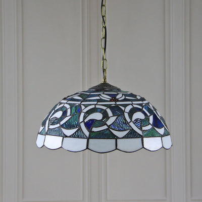 Tiffany Rustic Stained Glass Dome 1-Light Pendant Light