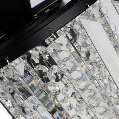 Moderne minimalistische runde Quaste Eisen Kristall 1-Licht Semi-Flush Mount Deckenleuchte für Wohnzimmer 